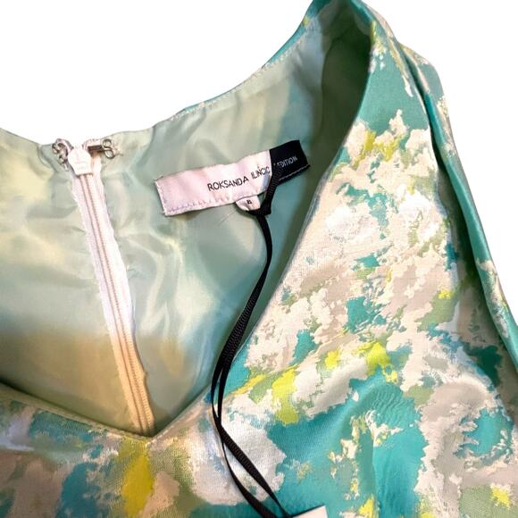 NWT Roksanda Ilincic Aqua Floral Sheath Dress - Size 8 - Picture 3 of 16